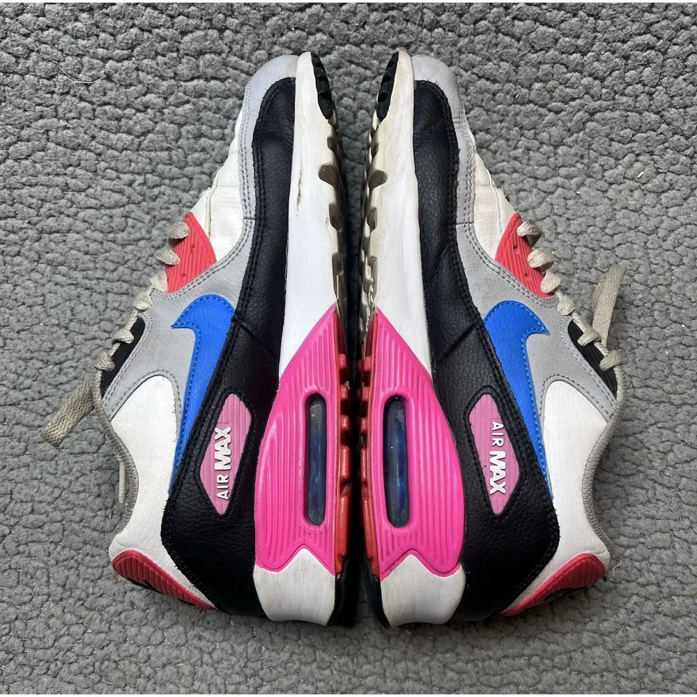 Nike Air Max 90 GS Girls Youth Size 6.5 Y White, Blue & Pink Athletic Shoes